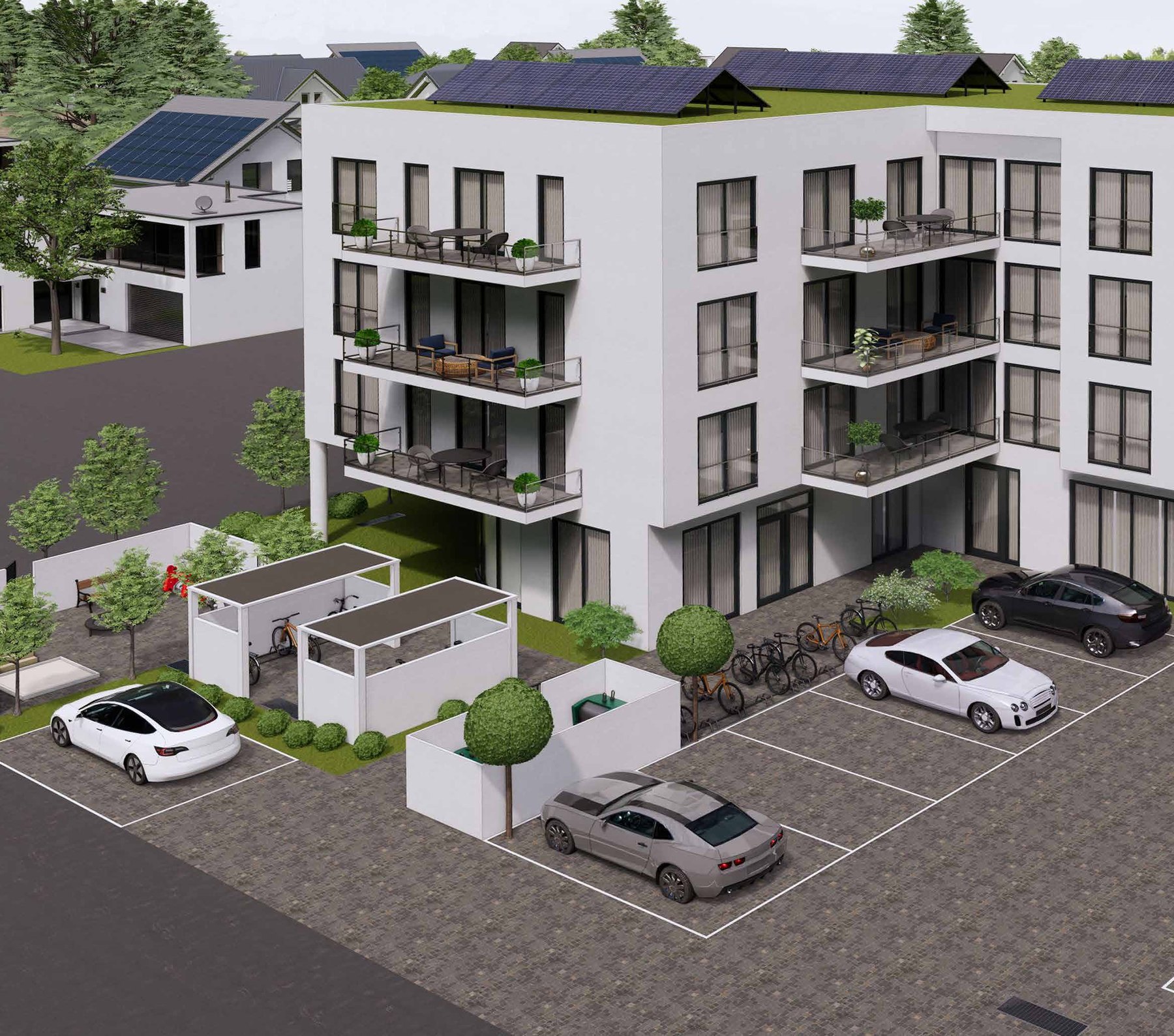 50. Breitengrad, Obere Marktstraße 6, Rodgau-Nieder-Roden – Blick über den Hof, Visualisierung